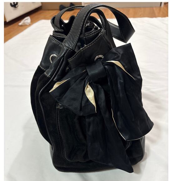 Vintage Y2K Juicy Couture Daydreamer Bag Tote Purse Black Charm Velour Shoulder - Picture 5 of 16